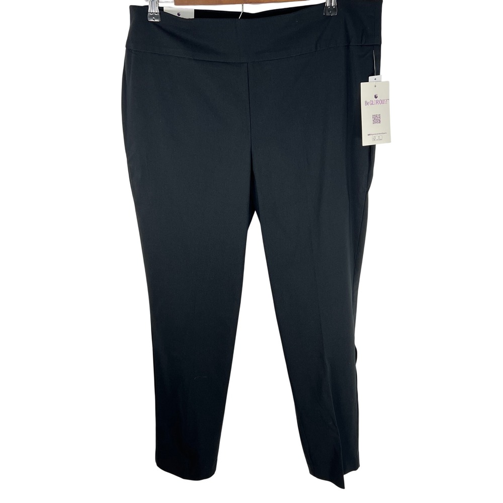 Gloria Vanderbilt Black Pull On Mid Rise Tummy Slimmer Trouser‎ Pants Size 16S